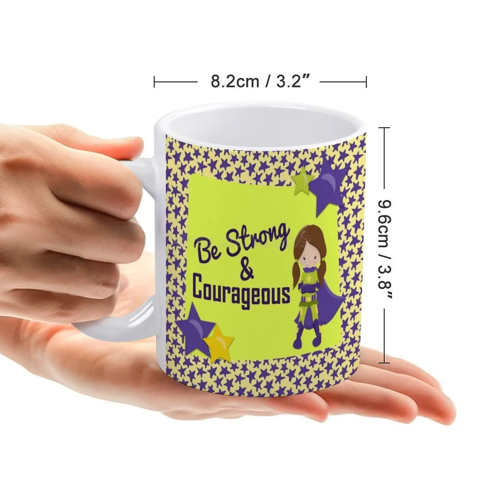 Кружка Будь Сильным и Отважным Супергероя Новое Качественное Печатное Изображение 11 унций Фиолетовая Звезда.