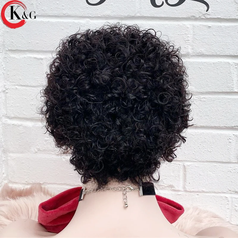 KUNGANG Pixie Cut Wig 13*4 Curly Lace Front Human Hair Wigs Middle Ratio lace wig 150% 180% Density Non-Remy | Шиньоны и парики