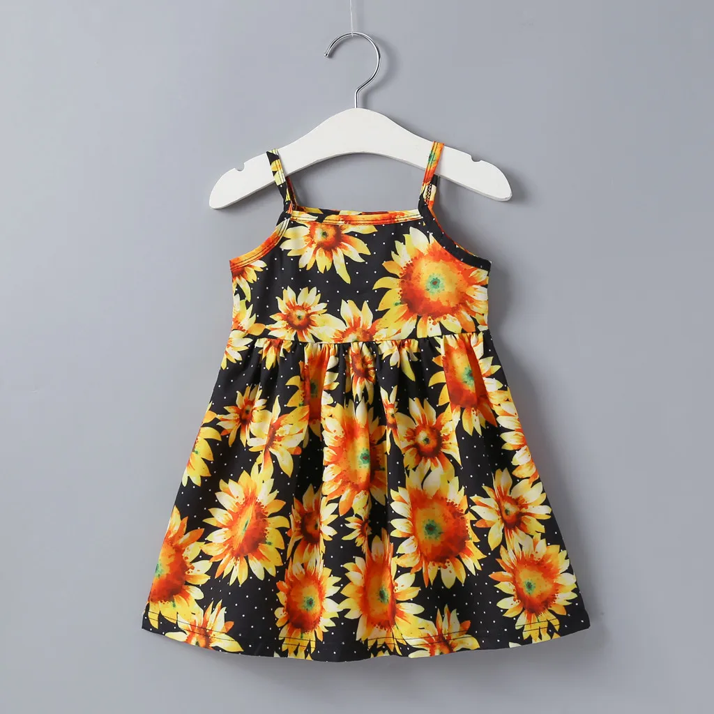2019 г. Модное платье для малышей Детское принцессы на бретелях с цветочным принтом