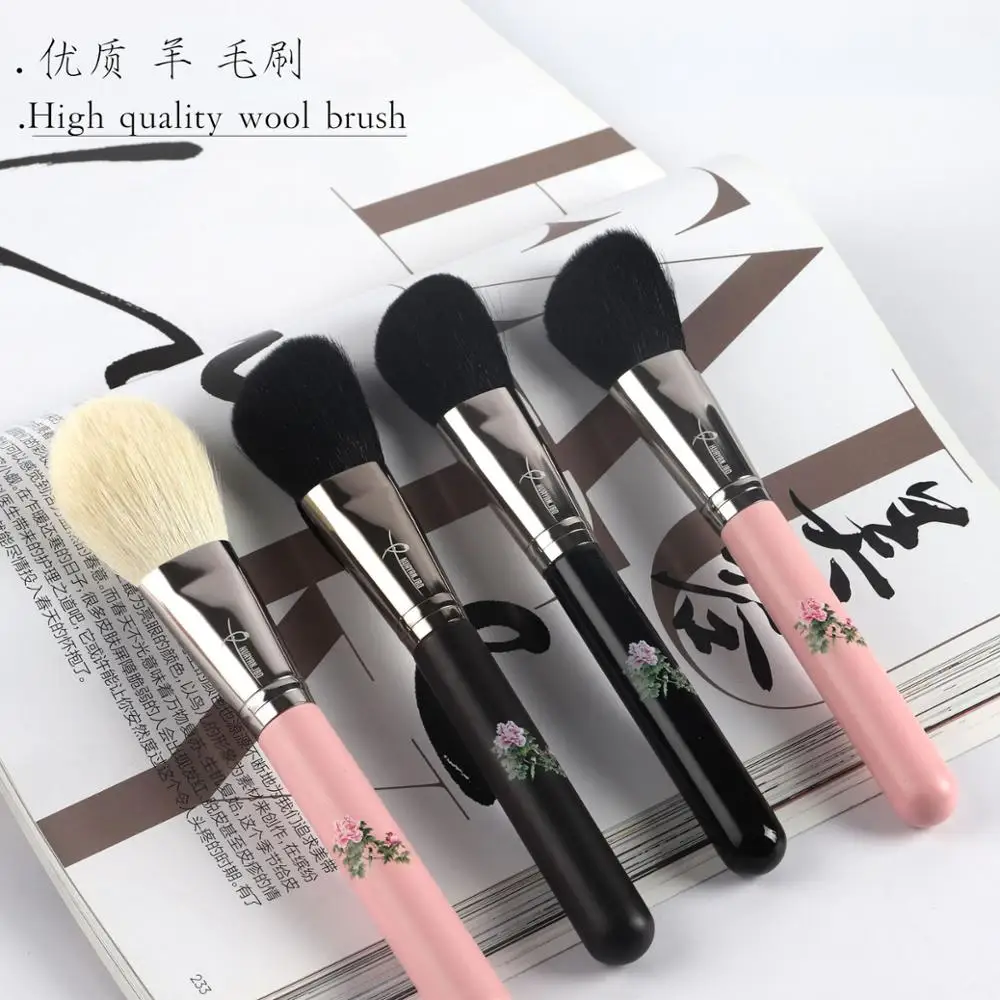 

Vintage Chinese Style Flower Print Single Brush Genuine Goat Hair Blusher Powder Brush Angled Contour Makeup Tools Drop Ship
