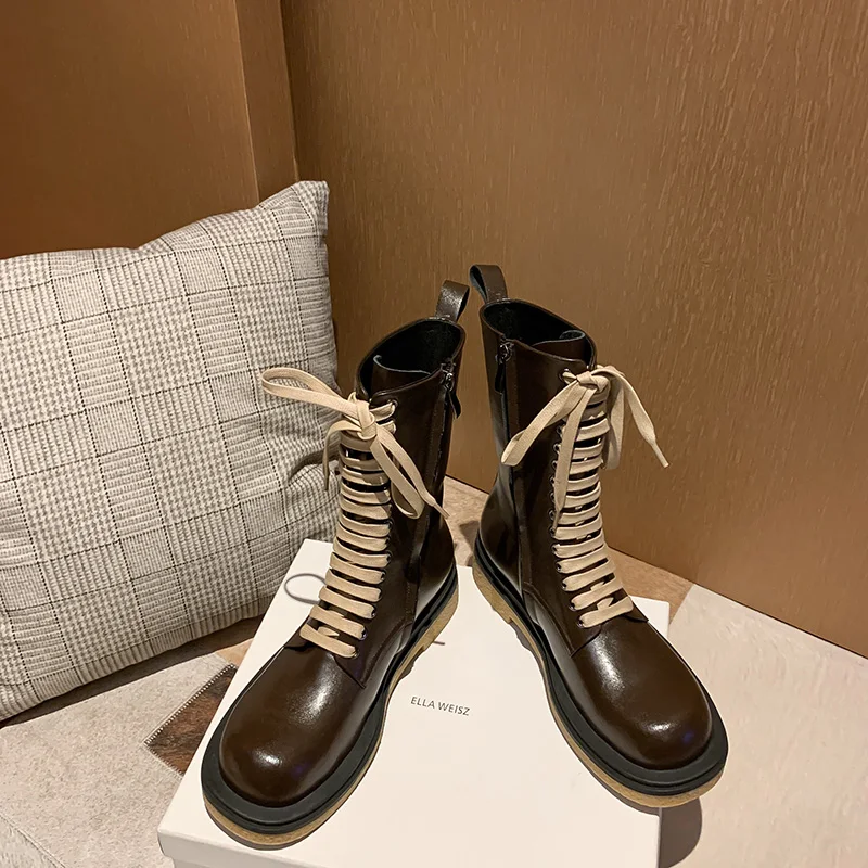 Женские ботинки-мартинсы Mordoan из натуральной коровьей кожи на толстом каблуке со