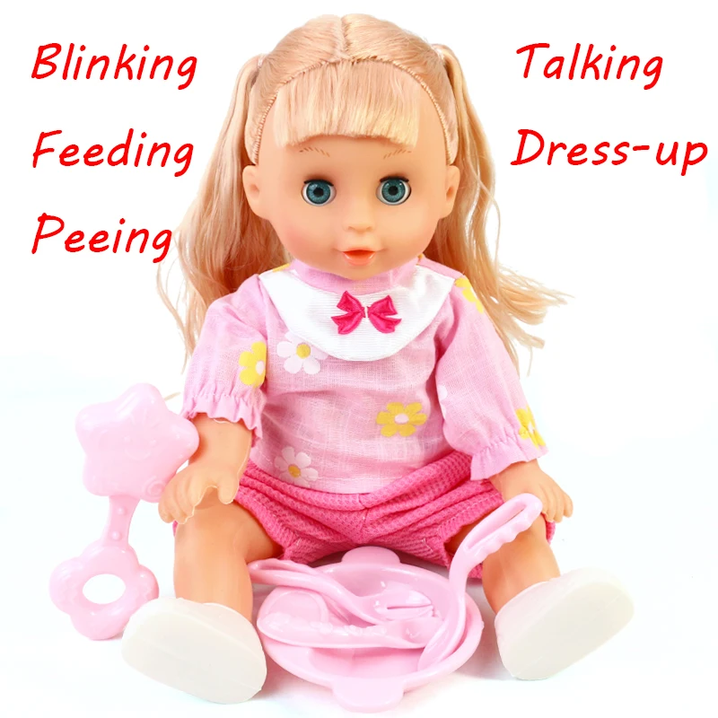 

35cm Newborn baby doll Can Blink Drink Water Milk Change clothes Pee speak talking alive bebe reborn Baby Dolls model girl gift
