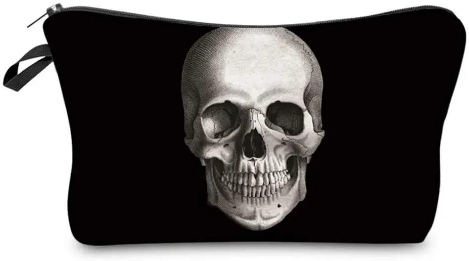 

50 Pieces Small Makeup Bag Black Skull Cosmetic Bags Travel Organizer Bag for Women