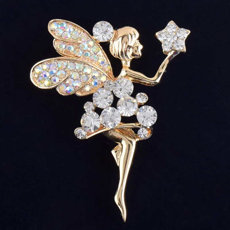 Блестящая брошь в виде ангела для девочек женская модная из корейского сплава