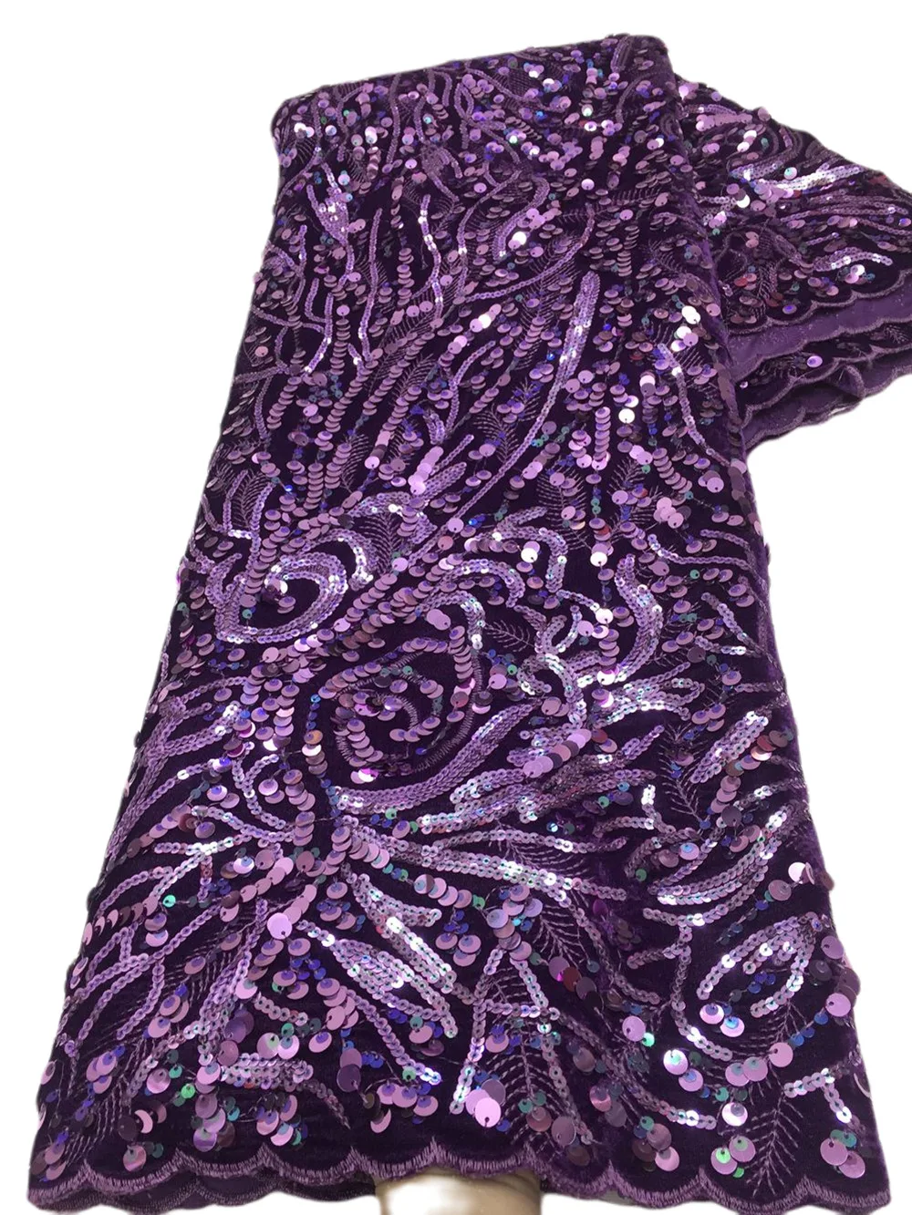 

Purple Velvet Lace Fabric 2021 New Arrival High Quality African French Lace Fabric With Sequins African French Lace For Sewing