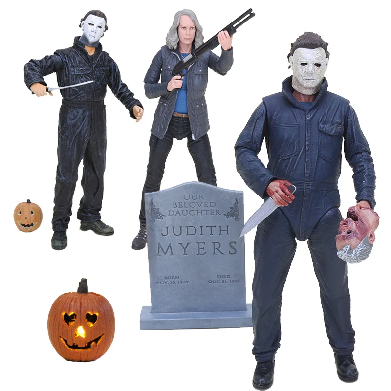 NECA Хэллоуин конечной Майкл Майерз Лори Строде ПВХ фигурку Тыква со светодиодным
