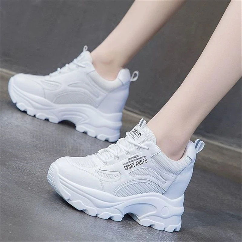

Sports Wwomen's Shoes 2021 Spring And Summer New Fashion Mesh Breathable White Casual Inner Heightening Shoes Trendy Womens Shoe