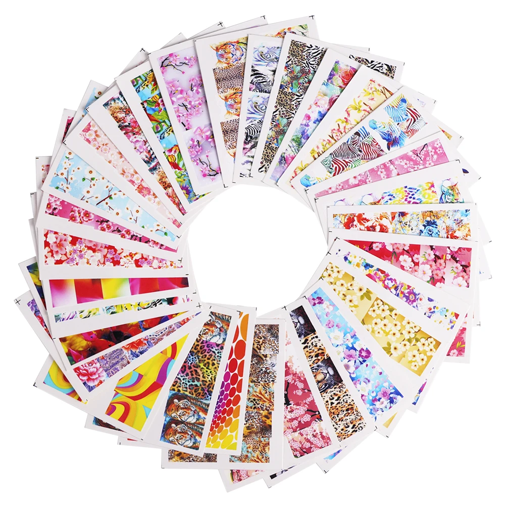 

40Sheets HOT Nail Art Water Transfer Stickers Full Wraps Leopard/Flower Pattern Watermark Mixed Nail Decal DIY Decor BEBN073-120