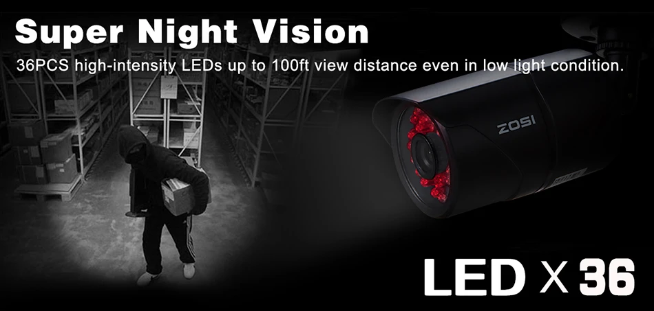 ZOSI 1080P 4-в-1 CVBS AHD CVI 1/3 2MP CCTV домашнего видеонаблюдения Всепогодный 3,6 мм объектив с фильтр, отсекающий ИК-область спектра, Пуля безопасности Камера