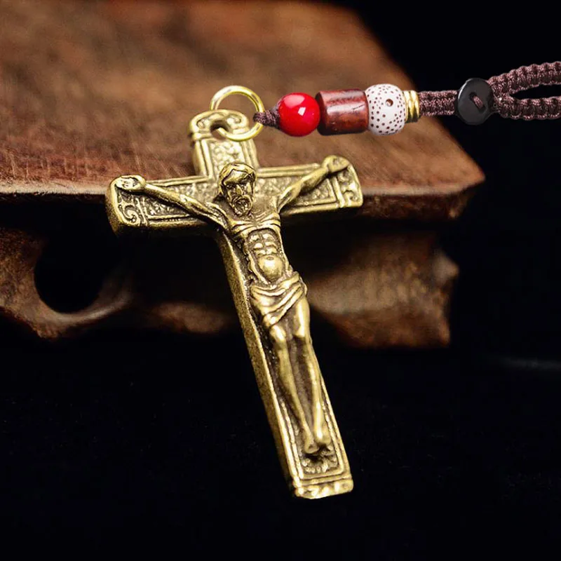 

Religious copper Jesus Cross Crucifix Statue Holy Figurine Catholic Figurines Gift pendant