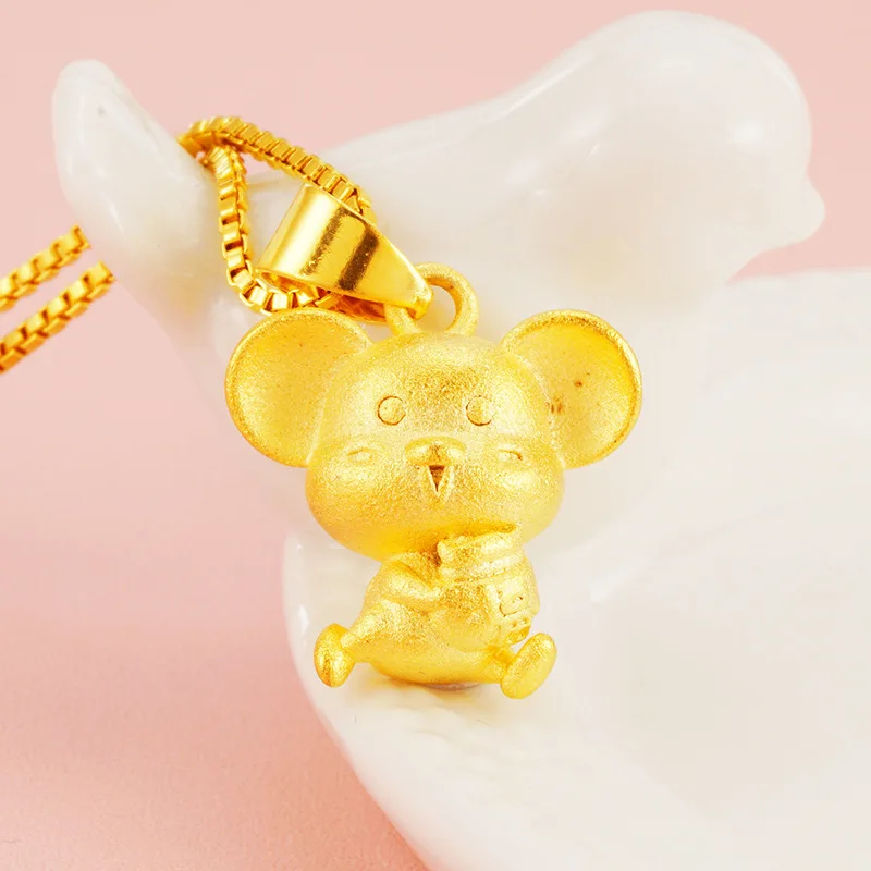Маленькие индийские 24K золотые знаки Зодиака мышь подвески ожерелья для женщин