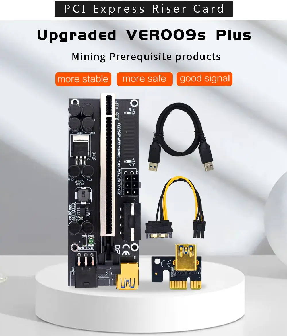 Плата расширения TISHRIC 3 в 1 PCI PCIE Riser 009s Plus Express Райзер X16 VER009s PLUS для майнинга 10