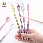 1 шт., креативная ложка Lytwtw's Kawaii, ручка для столовых приборов, школьные канцелярские принадлежности, нож-вилка, Милая Красивая симпатичная посуда гелевая ручка
