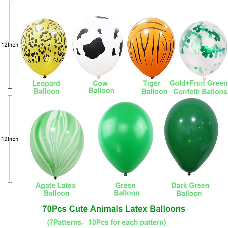 

Hot sale! balloon chain set 72 pieces of jungle hunting animals birthday party scene decoration party supplies decoration
