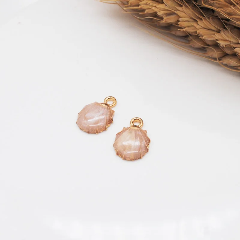 light pink 10 шт./лот золотые пляжные ракушки Шарм ракушка DIY сплав кулон эмаль аксессуары для волос DIY головной убор ювелирных изделий 13*19 мм - Окраска металла: light pink