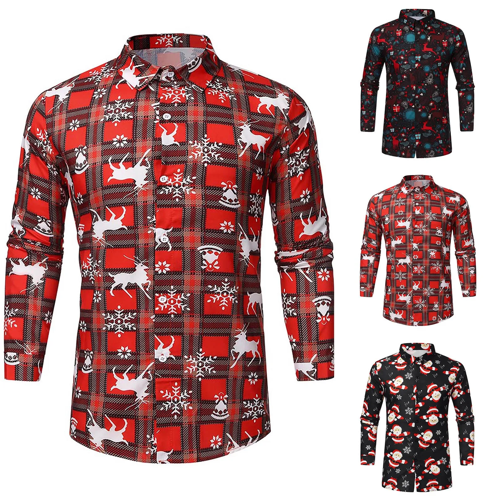

Xmas Men's Shirts Autumn And Winter Men Shirts Fashion Casual Christmas Shirts For Men Long Sleeve Top Camisas De Los Hombres