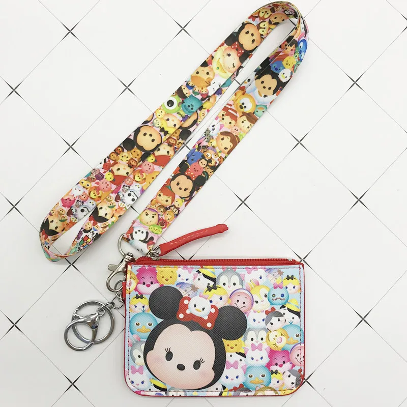 Disney стежка полиуретановый Кошелек для монет брелок для ключей шнур для еды брелок с отсеком карточки сумка для монет Микки Маус Сумка для документов