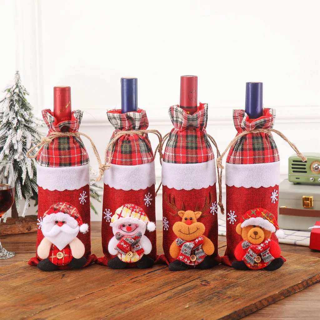 

Christmas Wine Bottle Cover Santa Claus Navidad Champagne Bag Christmas Decorations for Home Table New Year Natal Noel Ornaments