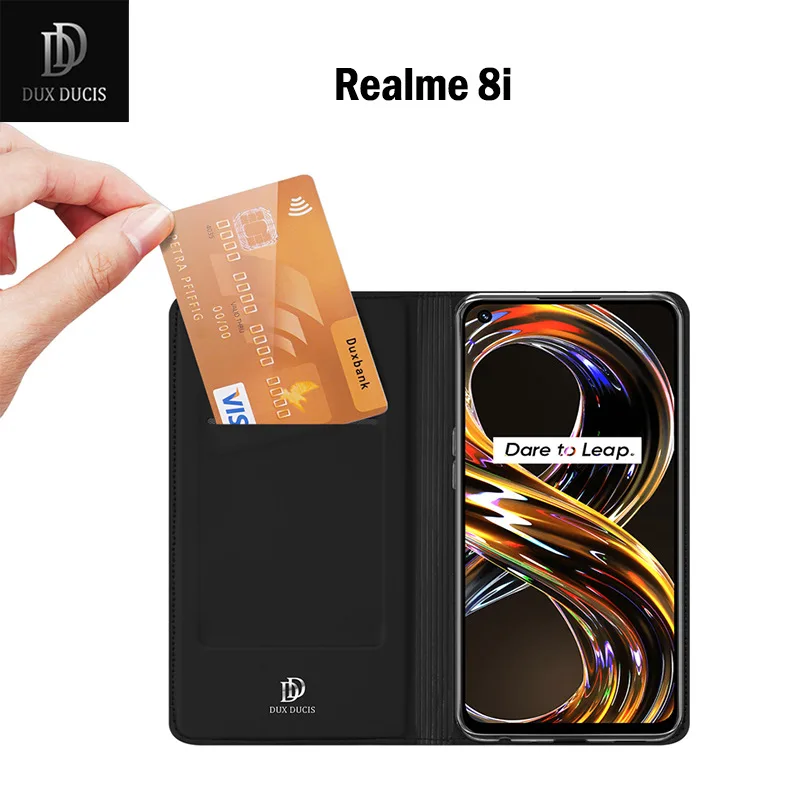 original dux ducis pu leather case for oppo realme 8i 8 pro c21 c11 coque luxury thin flip cover wallet phone cases for oppo v13 free global shipping