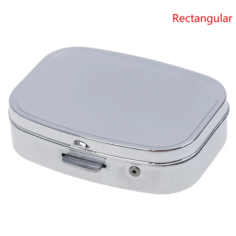 Portable Small Metal Round Rectangular Silver Tablet Pill Box Container Medicine Case Holder | Красота и здоровье