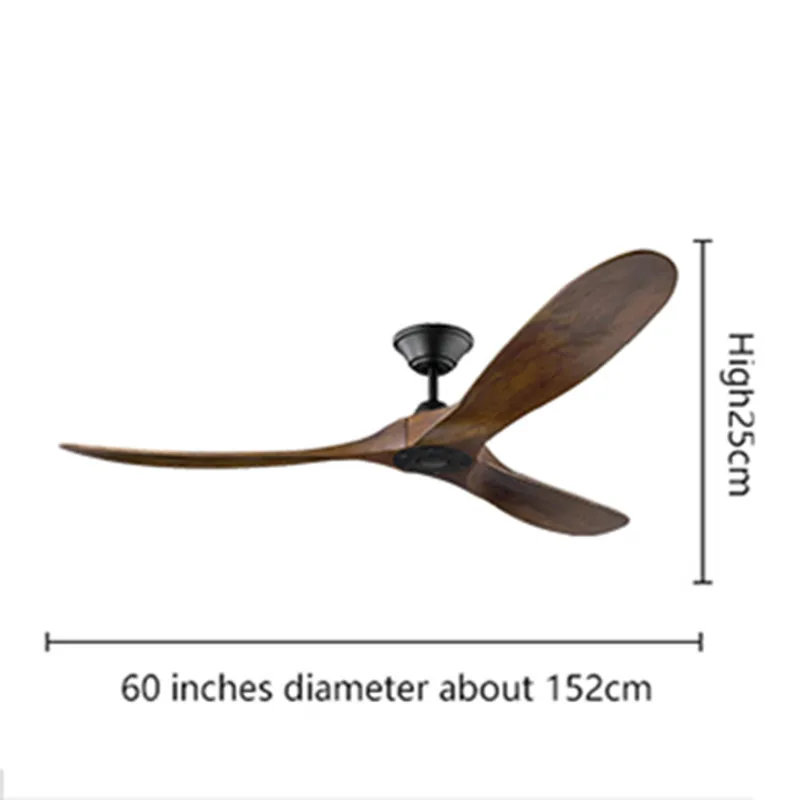 60 Inch Original Wood Ceiling Fan With Remote Control No Light Loft Wooden Ceiling Fans Without Lights Lamp DC Fans 220V images - 6