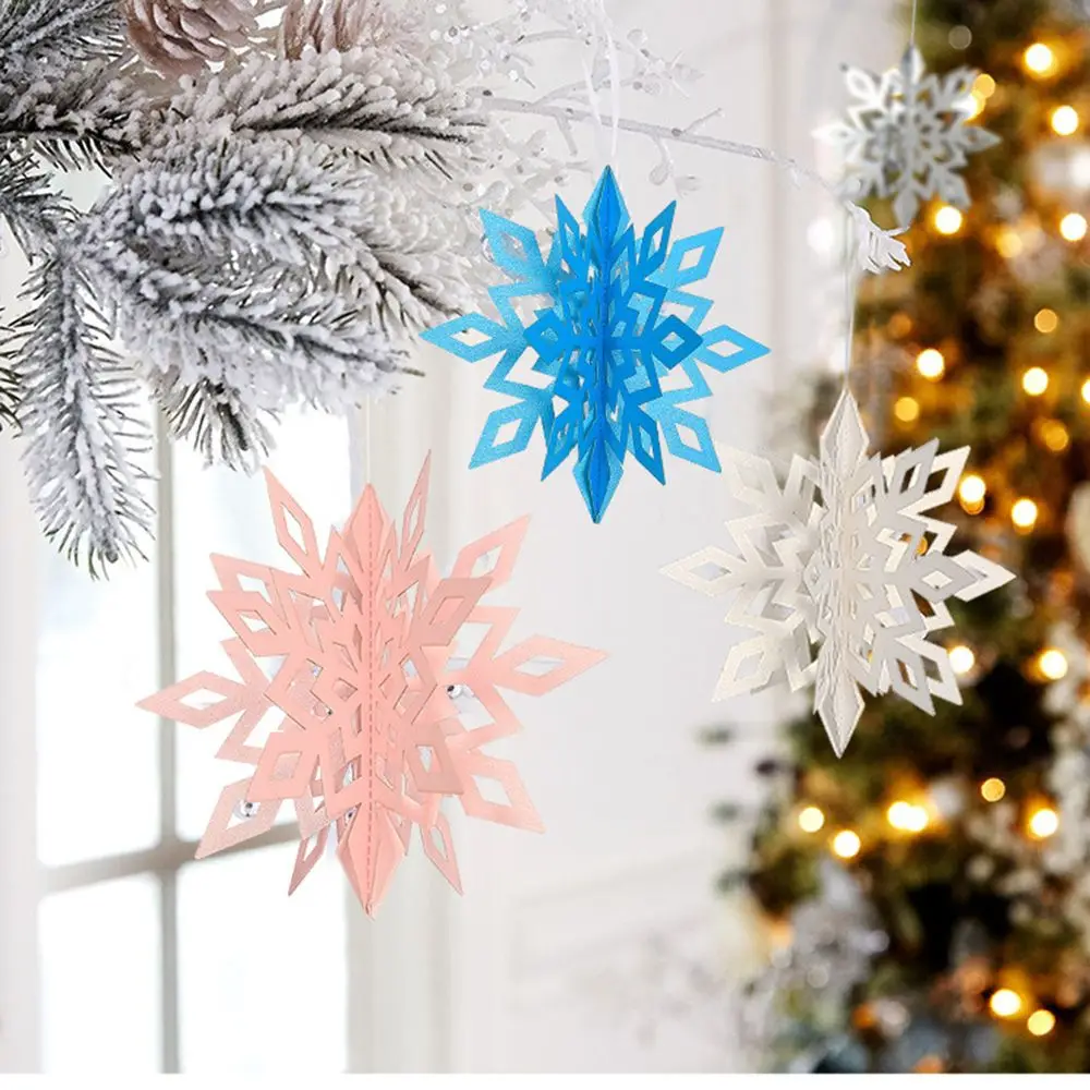 

Favors Party Supplies New Year Xmas Tree Hanger Christmas Decoration 3D Hollow Snowflake Banner Hanging Ornaments