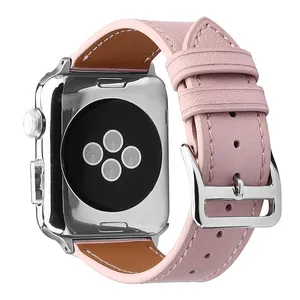 Кожаный ремешок для apple watch 5, 6, 7, 40, 44, 41, 45 мм, розовый браслет для iWatch SE 3, 38, 42 мм, для женщин и девушек