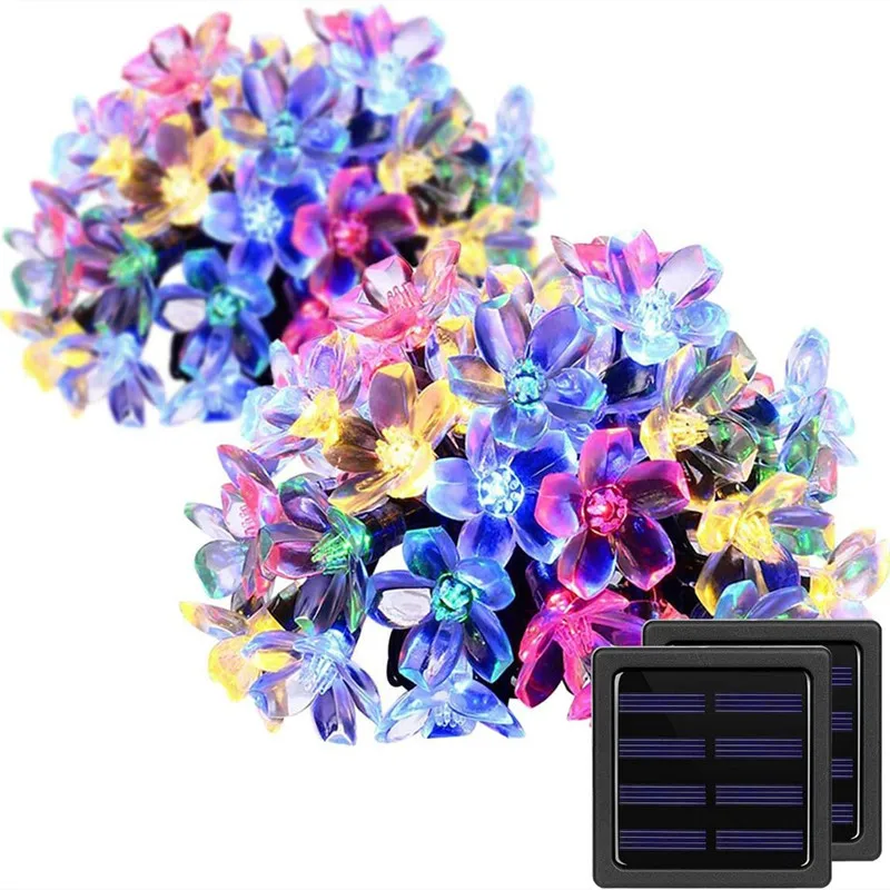 

7M 50LED Solar String Lights LED Sakura Street Garland Lawn Lamp Waterproof IP65 Christmas New Year Outdoor Lighting Decor