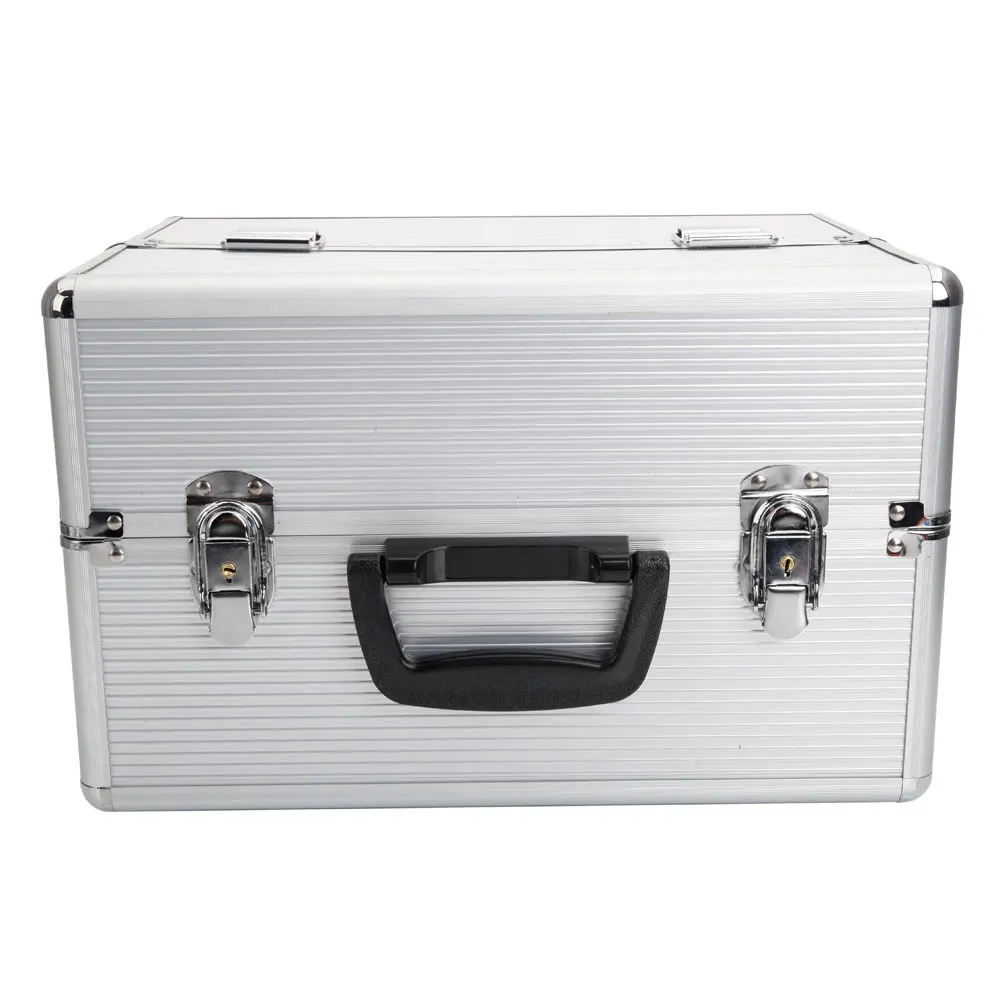 Portable white aluminum cosmetic case with key 180821120