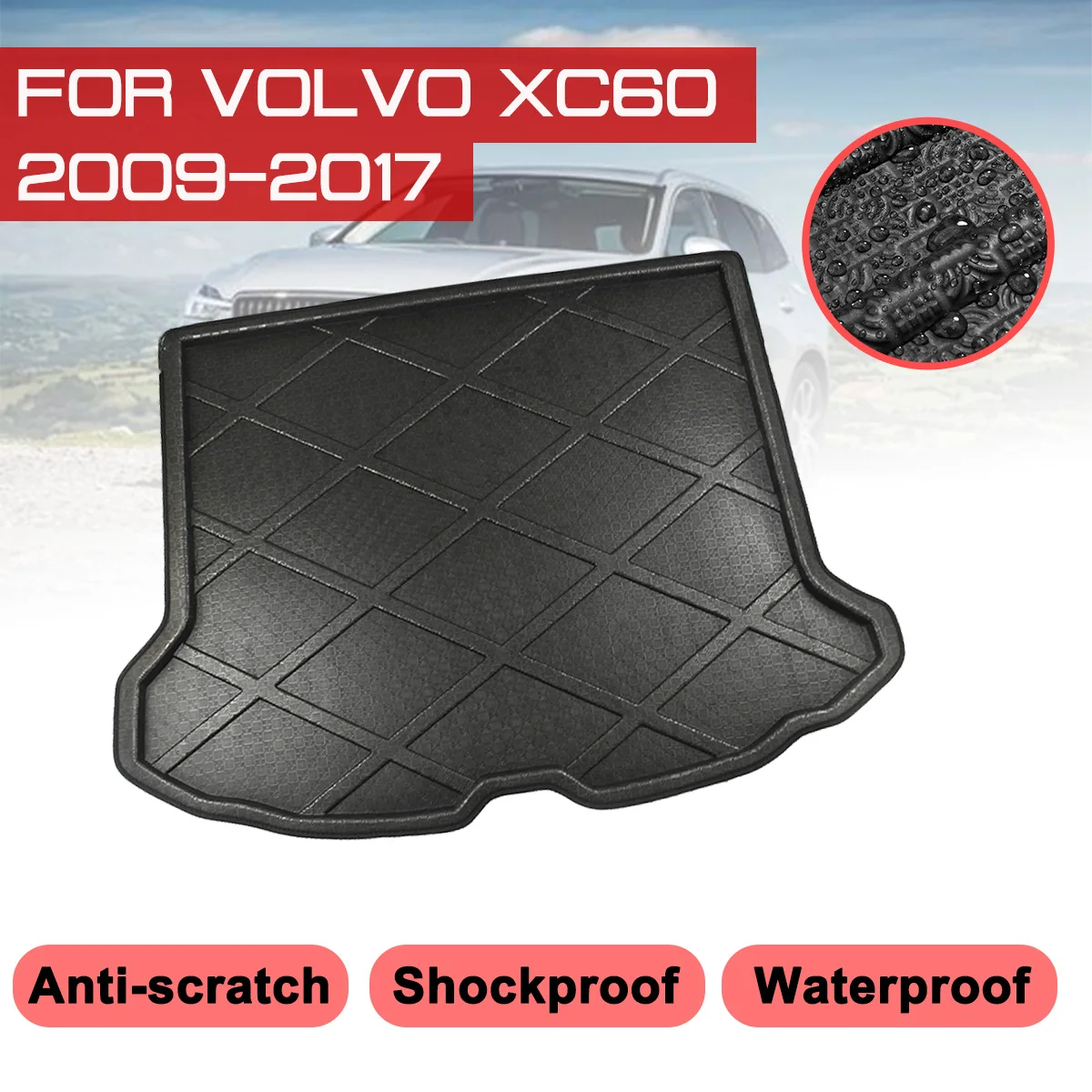

Floor Mats Car Rear Trunk Boot Mat Waterproof Carpet Anti Mud Tray Cargo Liner For Volvo XC60 2009-2017