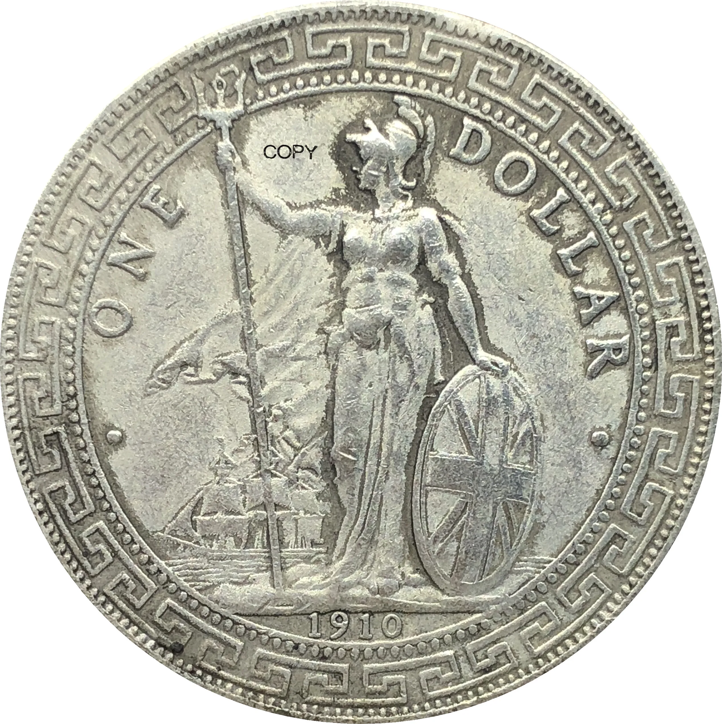 United Kingdom 1 Dollar British Trade 1910 One Cupronickel Plated Silver Hong Kong Yi Yuan Copy Coin | Дом и сад