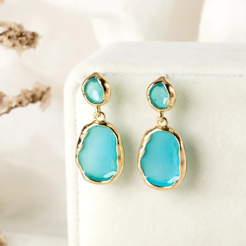 Посеребренный Popular web celebrity with geometric earring the stylish joker color transparent pendant jewelry accessories - Окраска металла: Посеребренный