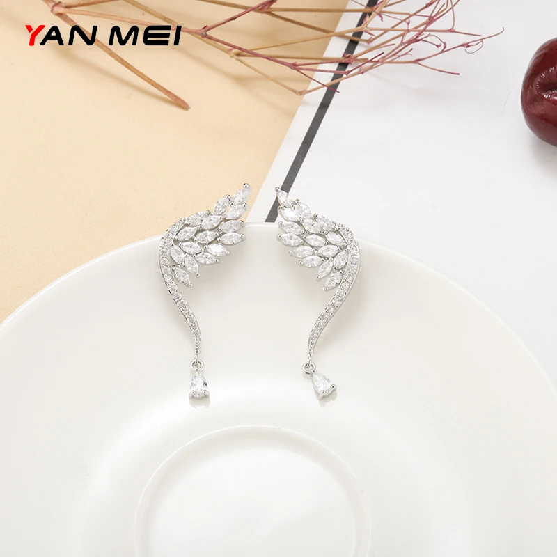 Серьги гвоздики YANMEI с блестящими крыльями модные женские серьги прозрачные