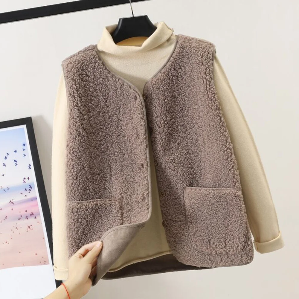 Женские шерстяные плотные жилеты 2020 модные осенне-зимние свободные бархатные с
