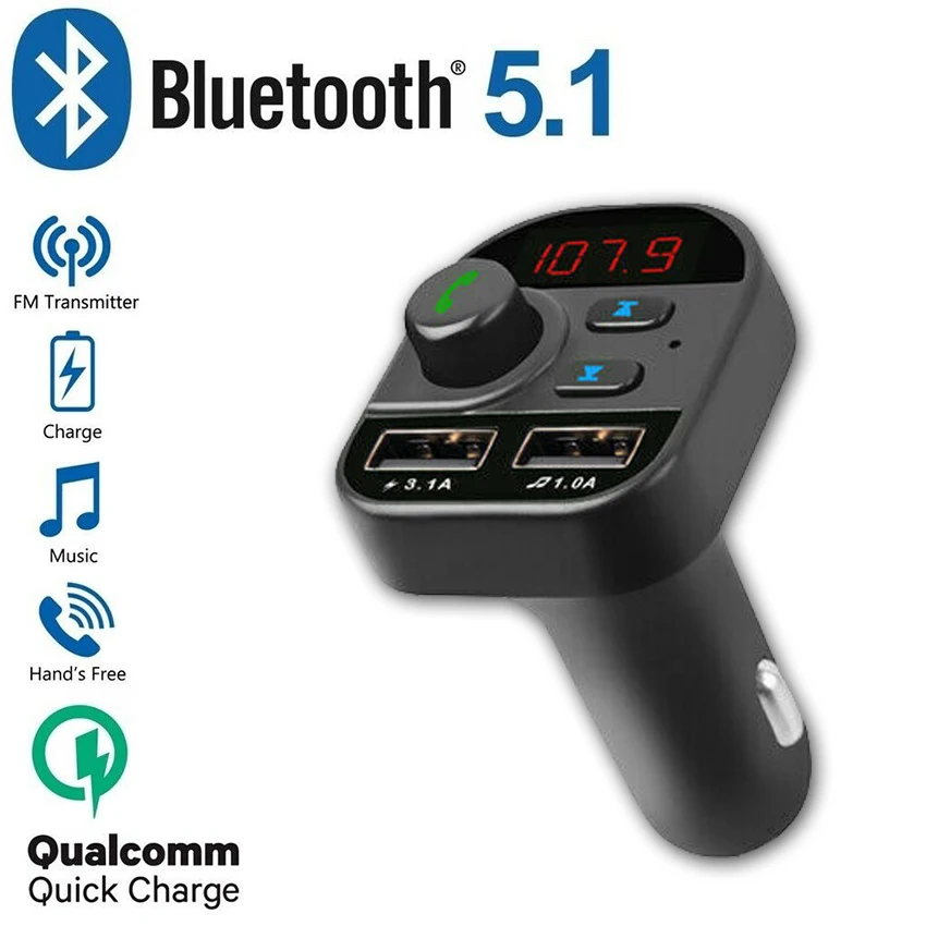 Беспроводной fm передатчик Bluetooth 5 1 адаптер для MP3 плеера быстрая зарядка