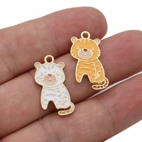 5pcs enamel gold plated pink tiger charms pendant for jewelry making earrings bracelet necklace accessories diy craft findings