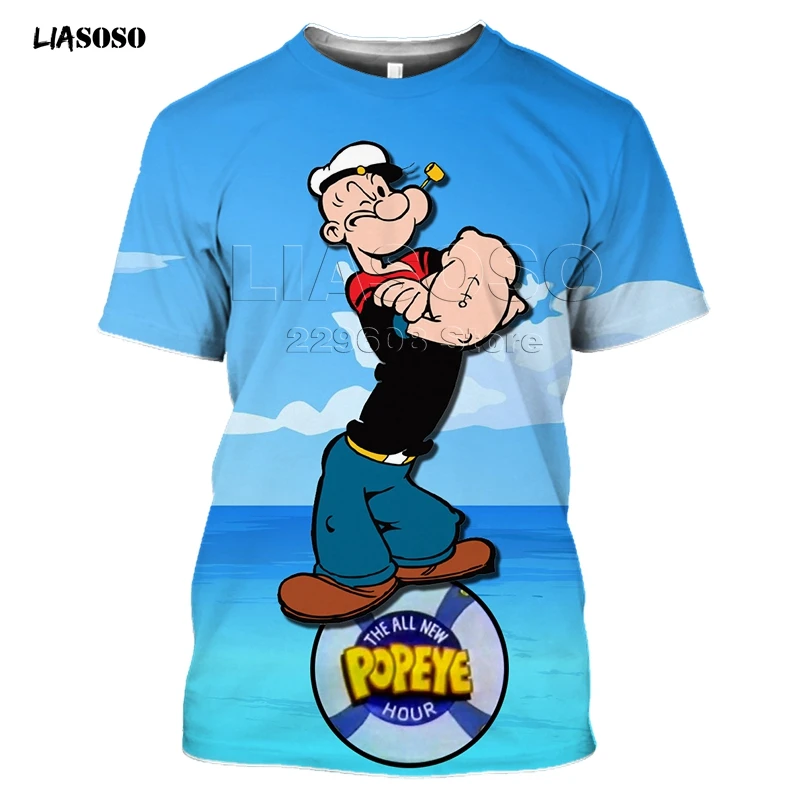 LIAOSOS новая футболка Popeye мужская летняя с коротким рукавом и рисунком в стиле хип