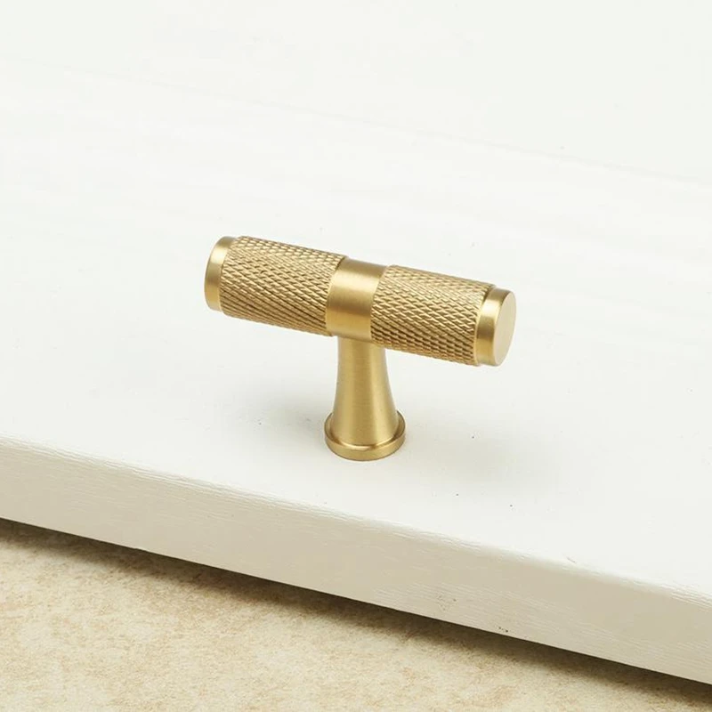 Bamboo Brass Cabinet Kitchen Drawer Knobs Tbar Cupboard Closet Door Pulls Handles Gold-1Pack |