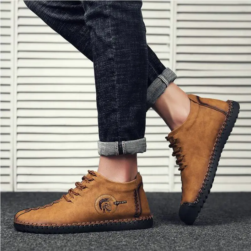 

Autumn Outdoor Motorcycle Boots Classic Winter Men Ankle Boots Comfortable Thick Plush Warm Men Snow Boots big size 48 A56-78