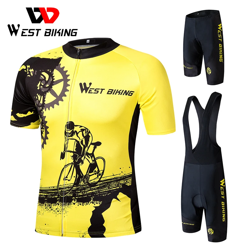 

WEST BIKING Summer Men Cycling Clothing Breathable Mountian MTB Bike Bicycle Clothes Ropa Ciclismo Quick-Dry Cycling Jersey Sets