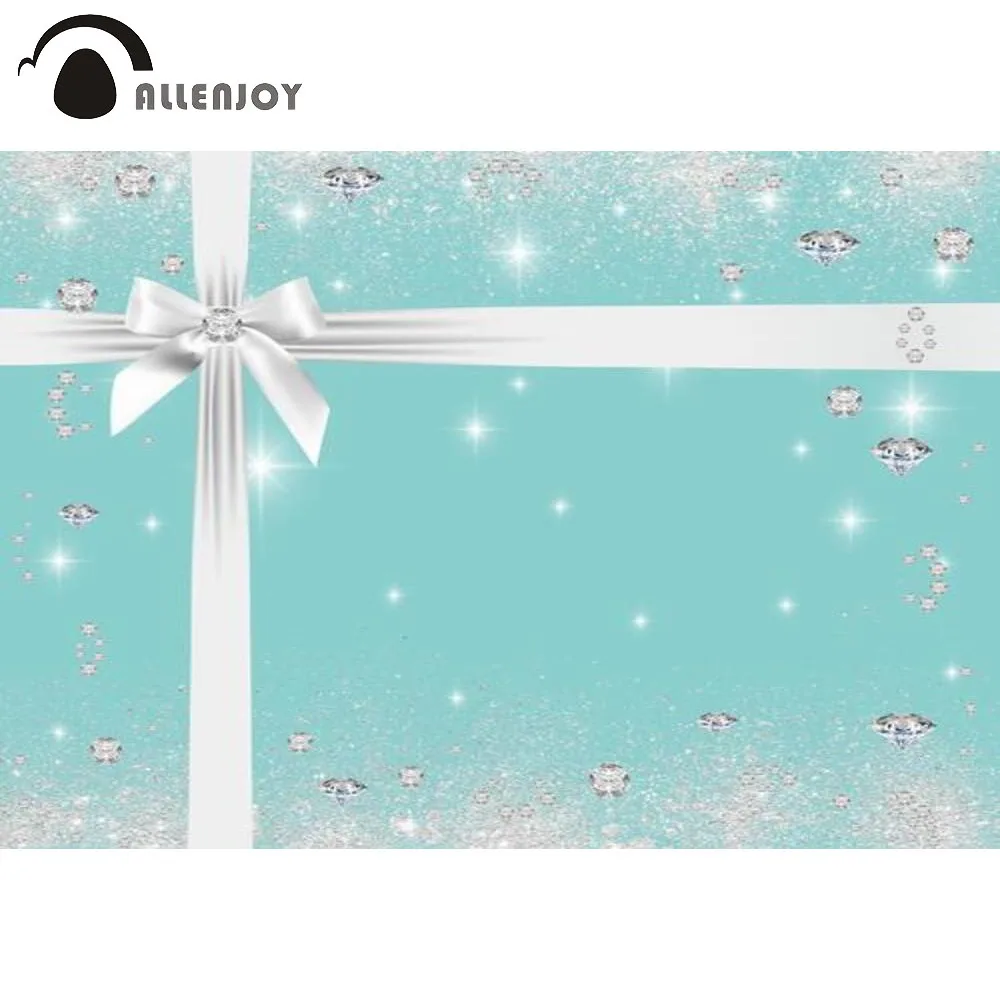 

Allenjoy Wedding Backdrop Blue Shiny Glitter Bridal Shower Diamonds Gift Bowknot Background Photophone Photocall Fabric