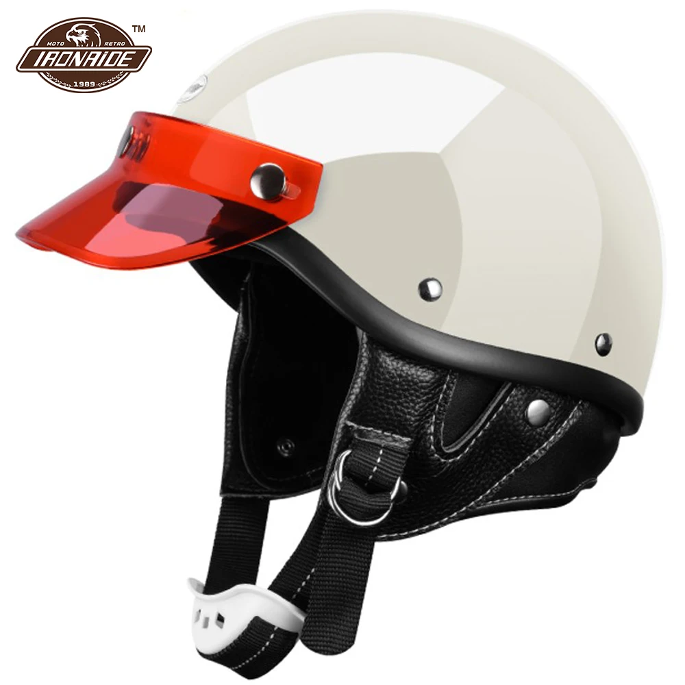 

Мотоциклетный шлем из стекловолокна, полулицевой шлем в винтажном стиле ретро, для езды на мотоцикле