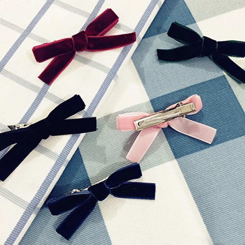 

4PCS/Set Velvet Bow Hairpins Winter Hair Clips Women Girls Bangs Side Hairgrips Barrette Headwear DIY Makeup Styling Accessories