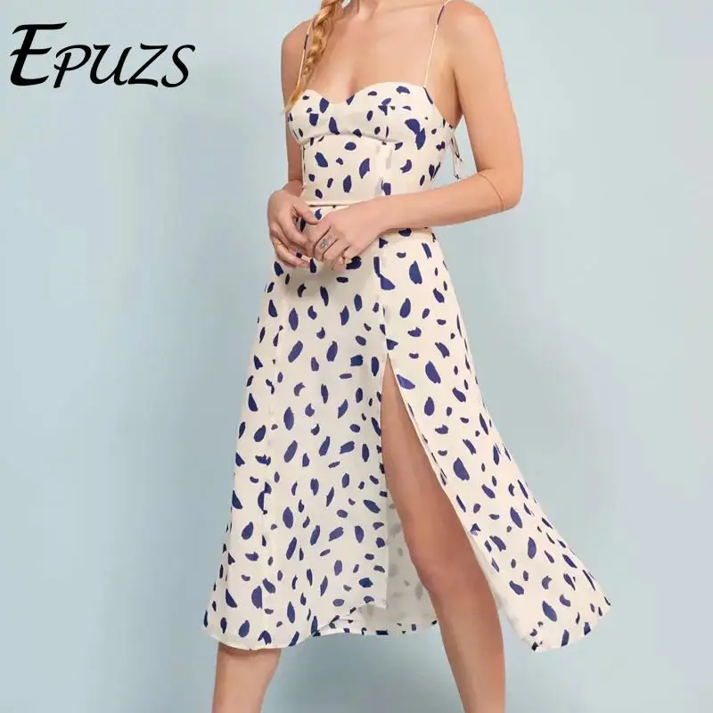 Женское винтажное платье миди без рукавов белое с леопардовым принтом и открытой