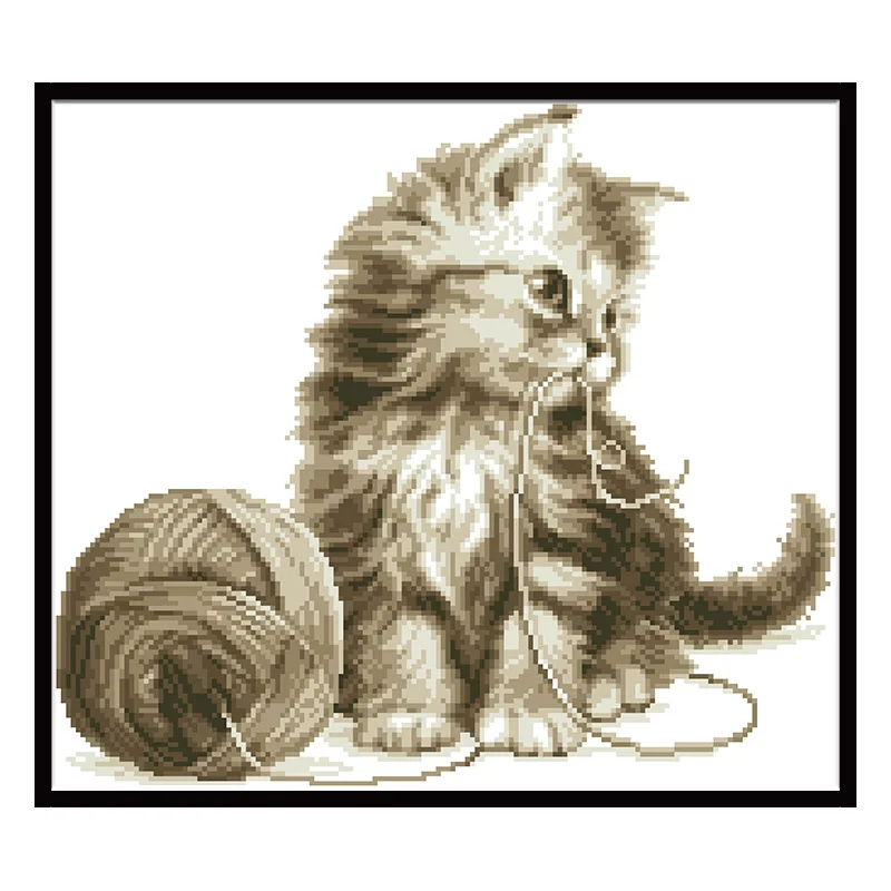 

Furball and Kitten Counted Cross Stitch Patterns Kit Printed Cat Embroidery Needlework Sets 11CT 14CT Handmade Crafts Home Decor