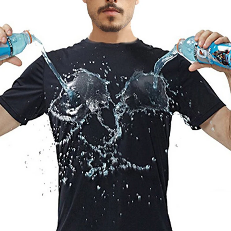 Мужская водоотталкивающая футболка с круглым вырезом и защитой от