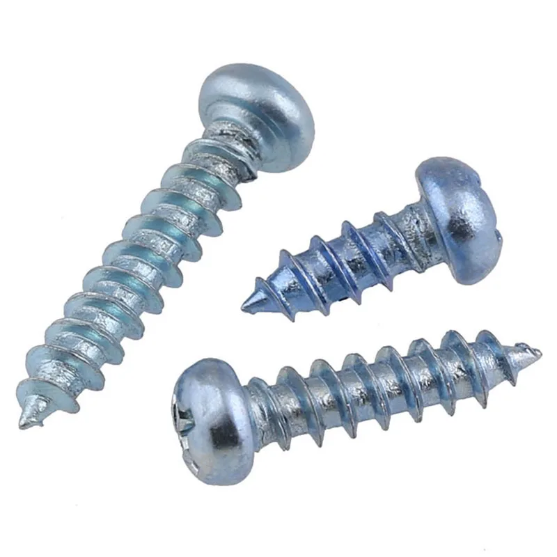 

M4 M5 M6 Blue Zinc Round Head Cross Self-tapping Hardened Carbon Steel Screws Galvanized Yuan Head Woodworking Screws