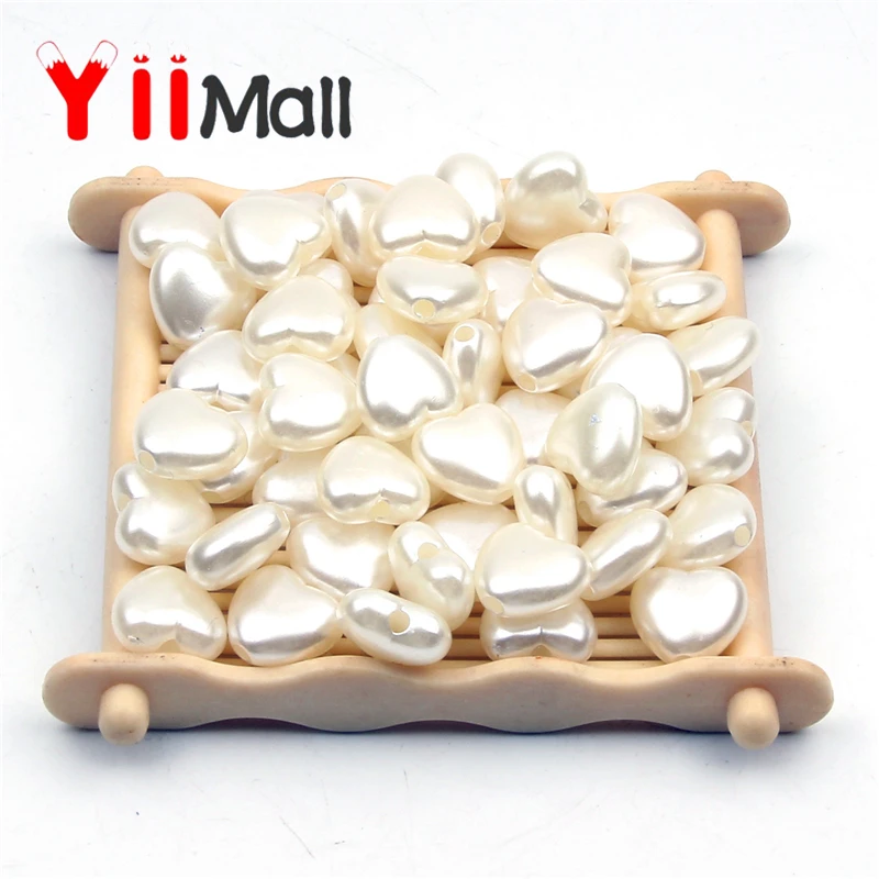 10x11 мм 50 шт./лот бусины с сердечками имитация жемчуга акриловые Свободные для