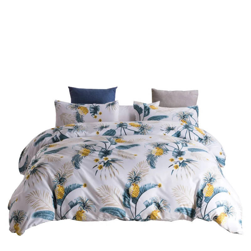 

2021 Fashion Personalized Printing White And Black Bed Set Queen Size Three Pcs No Bed Sheet Bedding Set