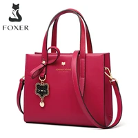 foxer womens handbag commute pendant bag shoulder crossbody bags lady fall winter middle totes cowhide leather top handle purse